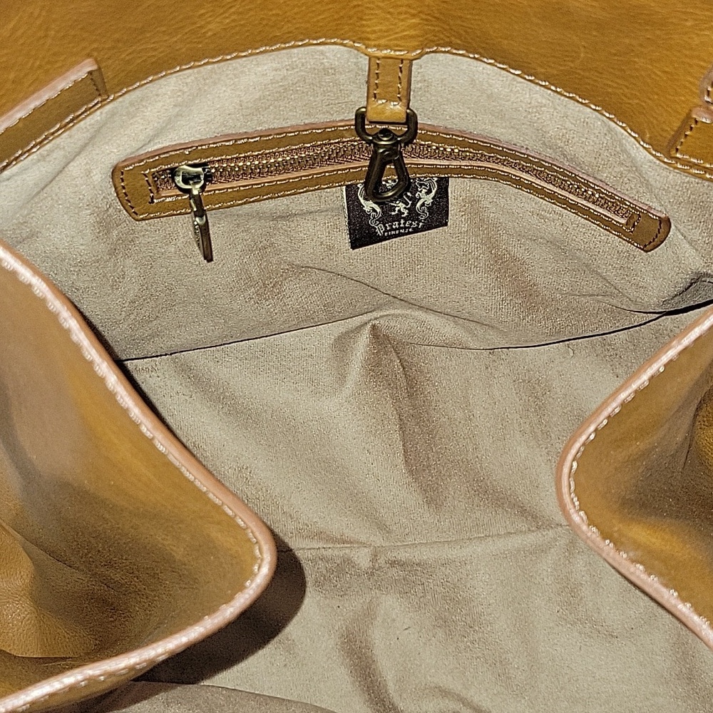 Large Pratesi Firenze Brown Italian Leather Tote Crossbody Bag - Picture 13 of 14
